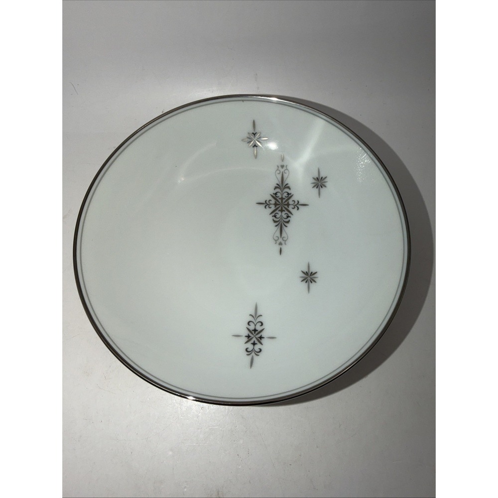 Noritake Dessert Bowl Stella 6602 Atomic Star Japan 5.5" Platinum Trim Vintage
